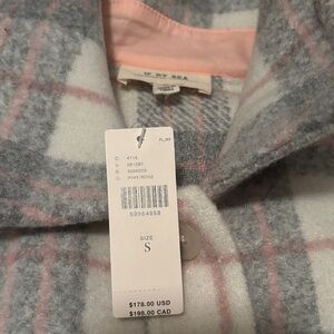 Anthropologie NWT Women's Gray and Pink Plaid Coat